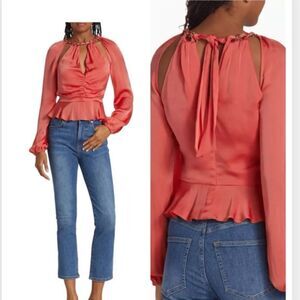 Veronica Beard Yulita Cut-Out Silk-Blend Top  NWT $498